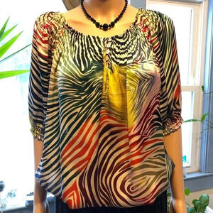 Violet & Clair Colorful Summer Blouse Women Size S